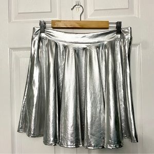 Futuristic Silver Skater Skirt